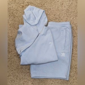 Adidas Sky Blue Medium Sweatshirt & Large Basketball Shorts Set